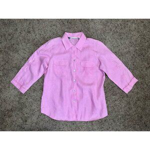 Richard Malcolm Pink Classic Button Shirt Irish Linen Quiet Lux Basic Country M